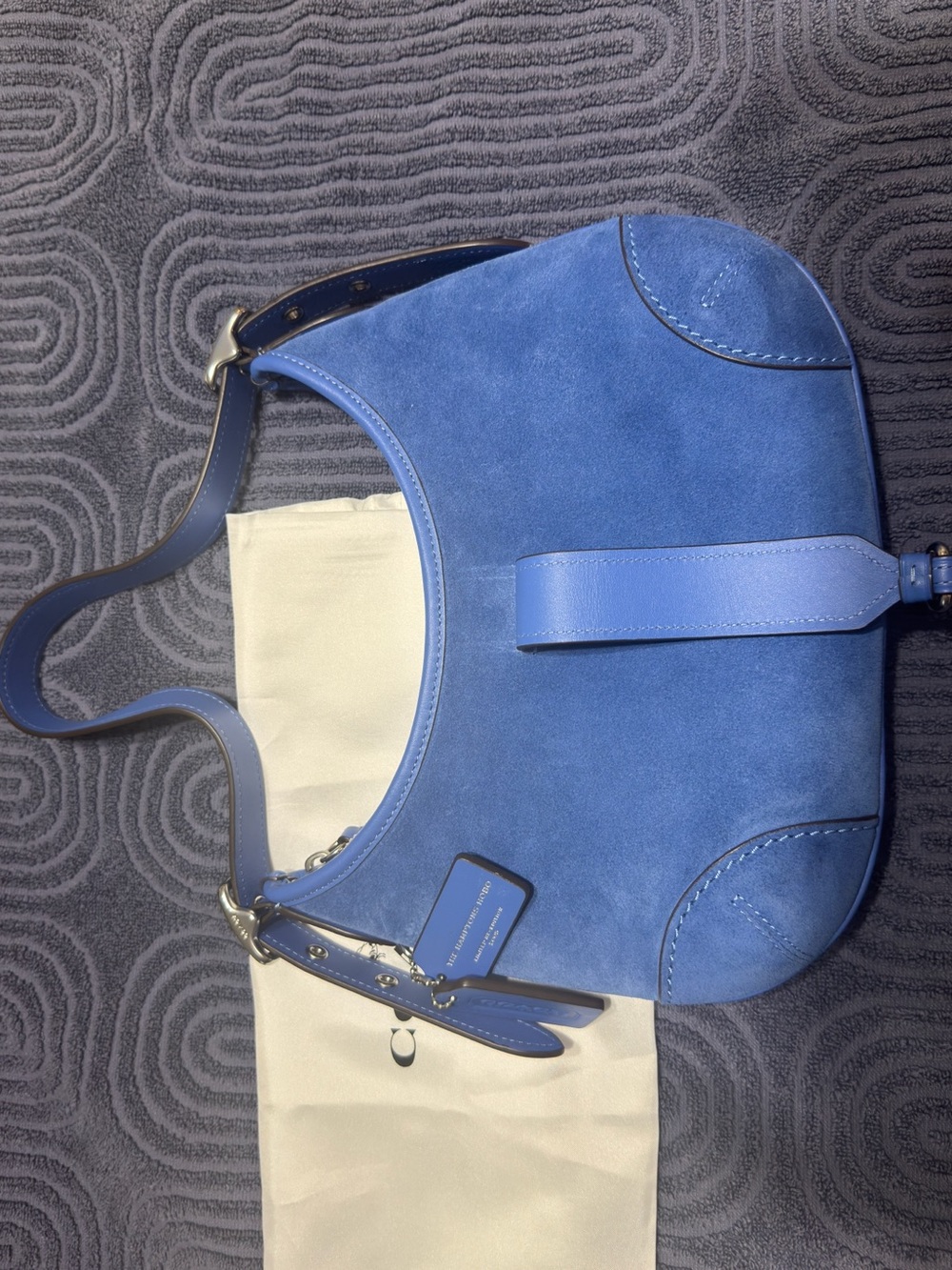 Coach Blue Suede Shoulder Bag - Picture 3 of 16